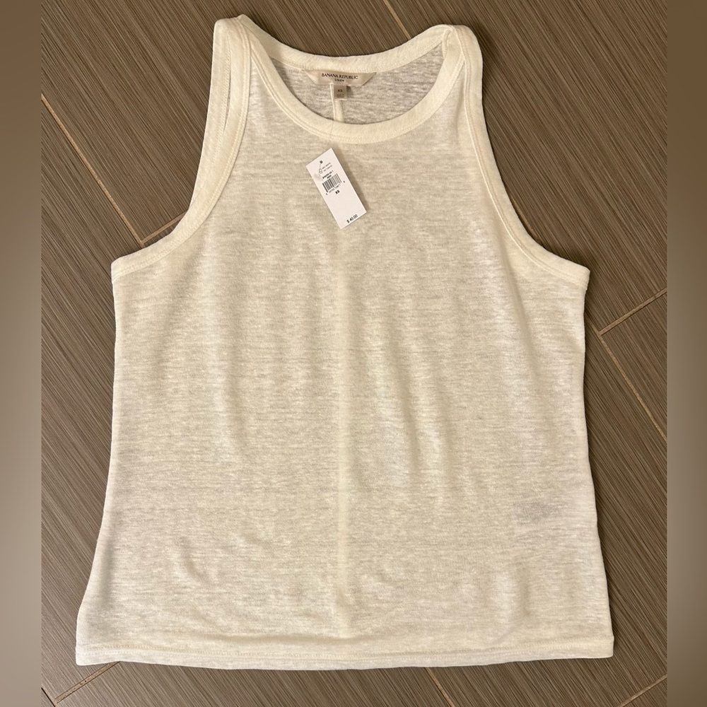 Banana Republic NWT womens white linen tank XS